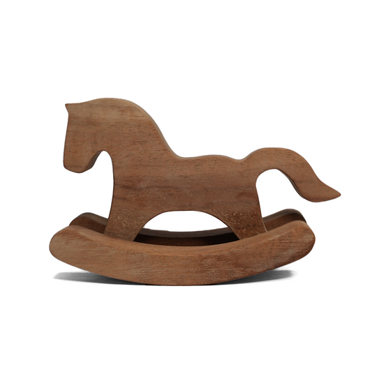 Wooden rocking horse on a white background